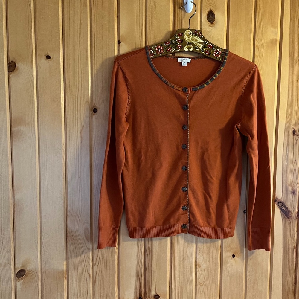 J. Jill Embroidered Cardigan - small, burnt orange
